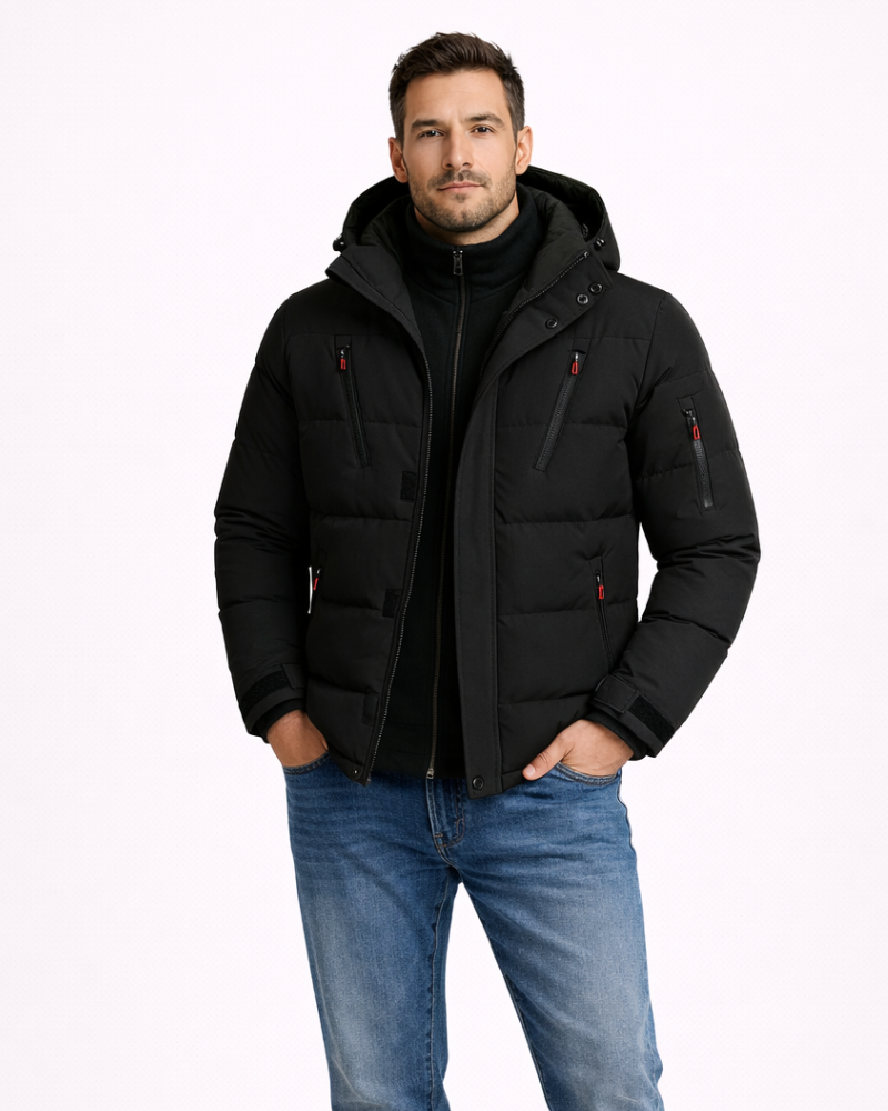 Leo Giacca Invernale Hombre Impermeable – Abrigo Cortaviento con Capucha Caliente