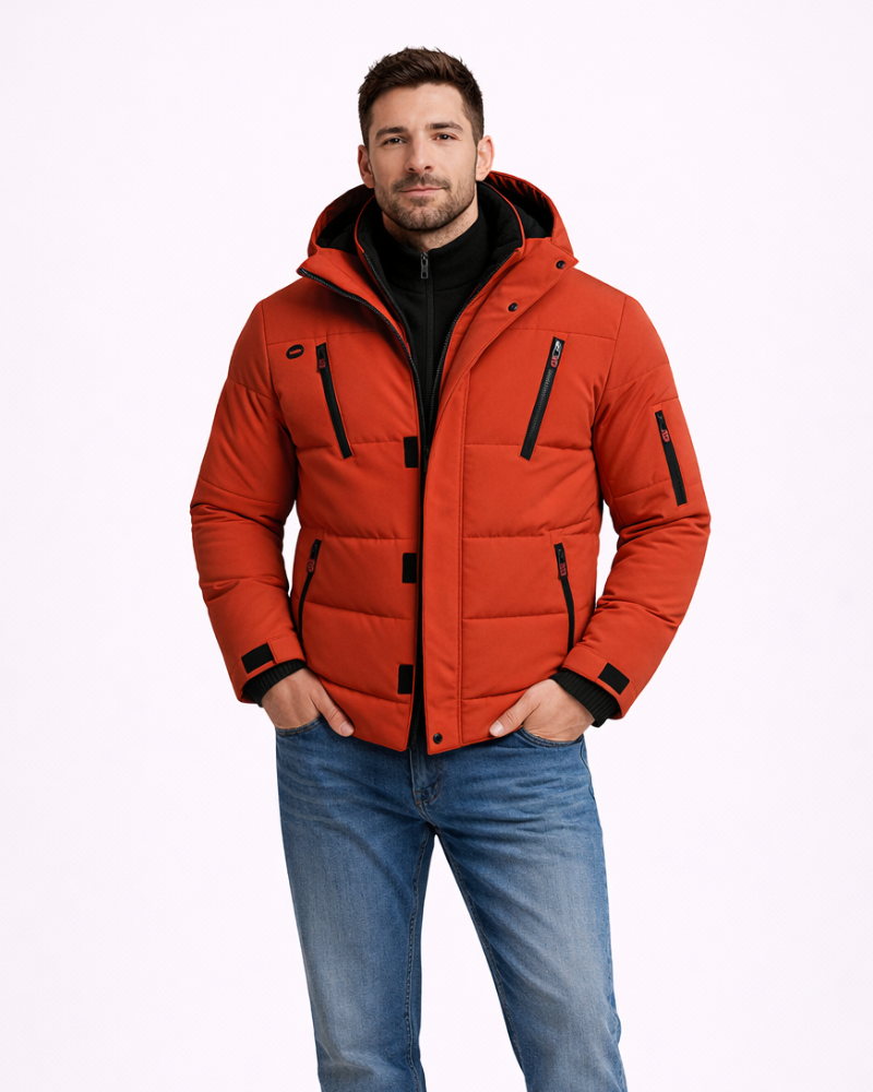 Leo Giacca Invernale Hombre Impermeable – Abrigo Cortaviento con Capucha Caliente