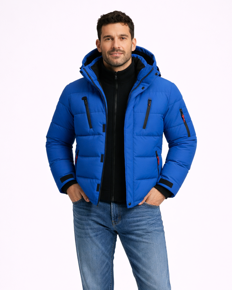 Leo Giacca Invernale Hombre Impermeable – Abrigo Cortaviento con Capucha Caliente