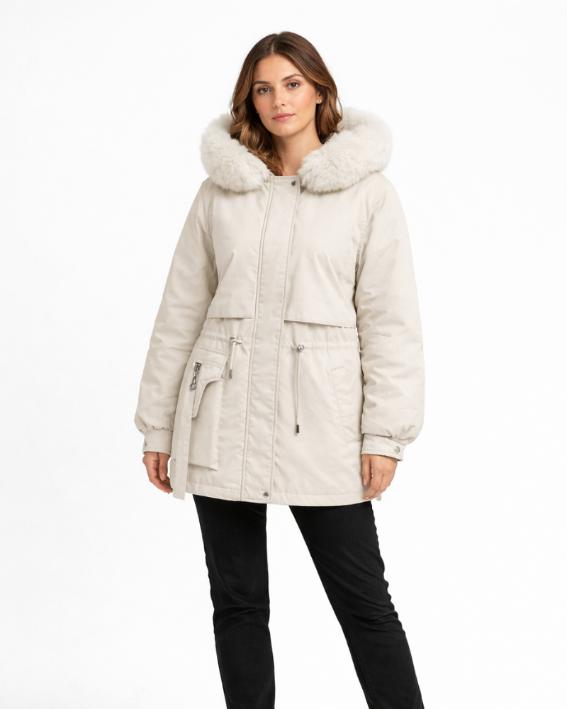 Evelin Women's Winter Parka – Jacket with Hood and Adjustable Waist, Elegant Parka