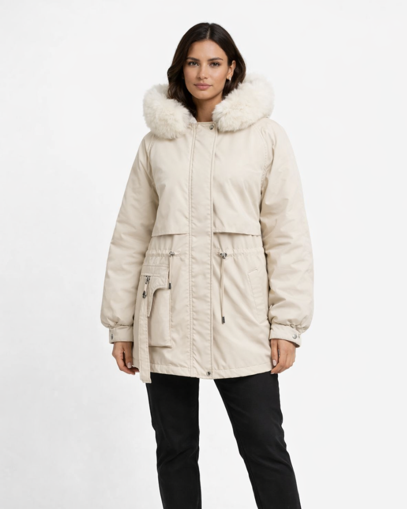 Evelin Women's Winter Parka – Jacket with Hood and Adjustable Waist, Elegant Parka
