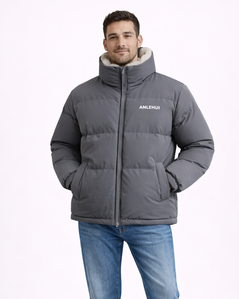 Emanuel Giacca Invernale Homme Isolée – Manteau Chaud avec Fermeture Éclair Frontale & Poches Fonctionnelles