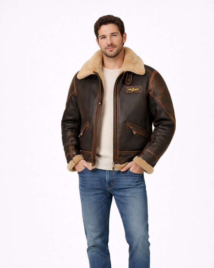 Donito Geacă Pilot Bărbați – Geacă Aviator Slim Fit Elegant Casual de Iarnă