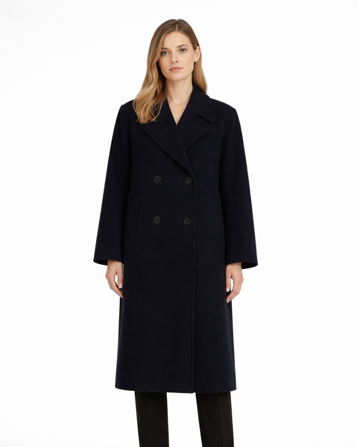 Charlotte Damen Zweireiher-Mantel – Eleganter langer Mantel mit Revers, Wintermantel