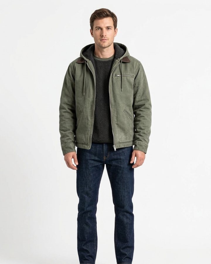 Stefano Herrejakke Vintage Outdoor – Vinterfrakk med hette og lommer