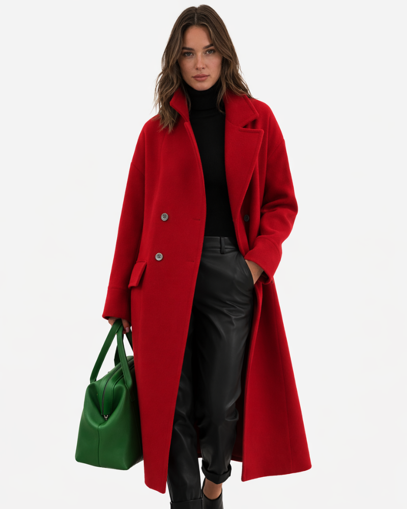 Abrigo Largo Elegante de Mujer Charlie – Abrigo con Cuello Alto y Botones