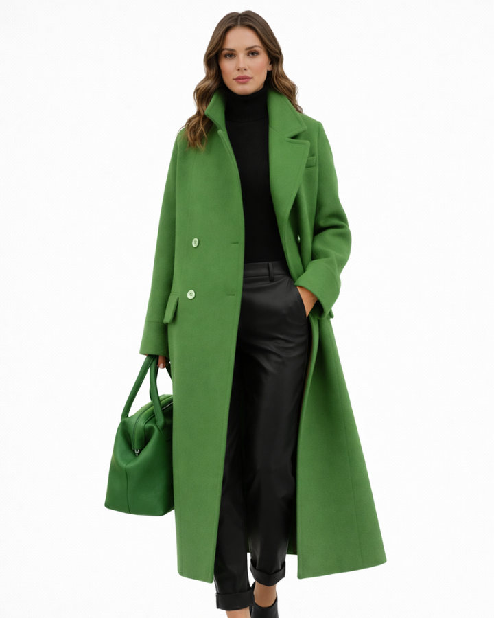 Abrigo Largo Elegante de Mujer Charlie – Abrigo con Cuello Alto y Botones