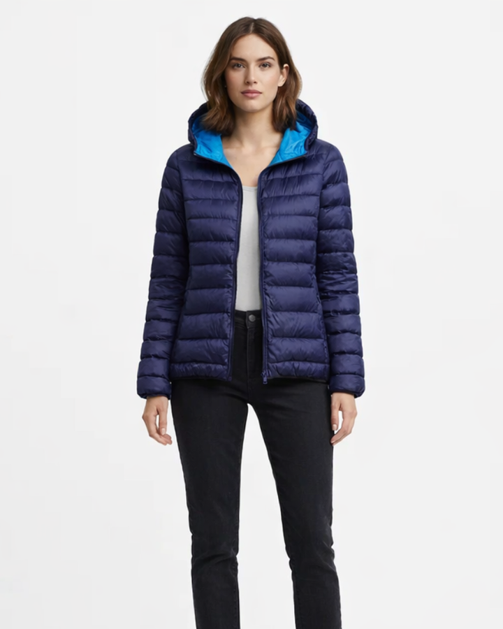 Anastasia Women's Reversible Down Jacket – Ultralight Waterproof Hooded Jacket
