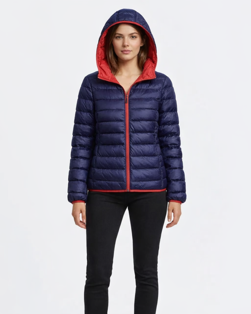 Anastasia Women's Reversible Down Jacket – Ultralight Waterproof Hooded Jacket