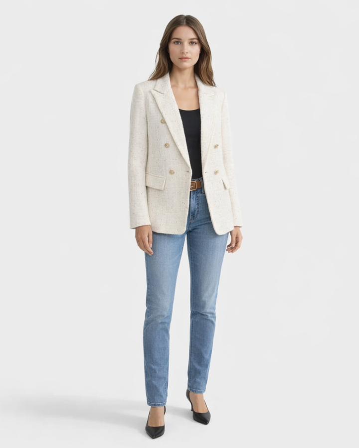 Sacou Veronica pentru femei din tweed – jachetă elegantă cu nasture clasic simplu