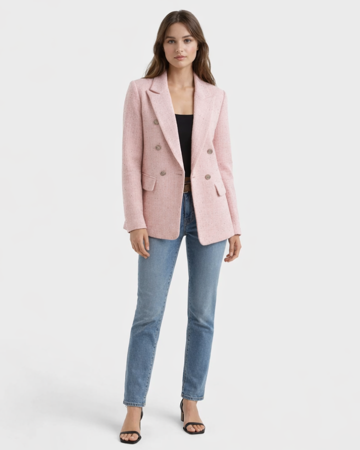 Sacou Veronica pentru femei din tweed – jachetă elegantă cu nasture clasic simplu
