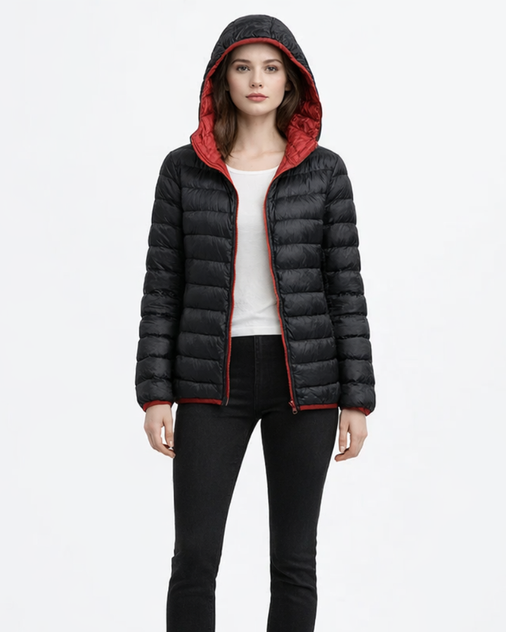 Anastasia Women's Reversible Down Jacket – Ultralight Waterproof Hooded Jacket