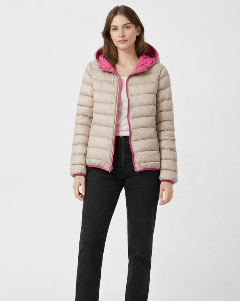 Anastasia Women's Reversible Down Jacket – Ultralight Waterproof Hooded Jacket