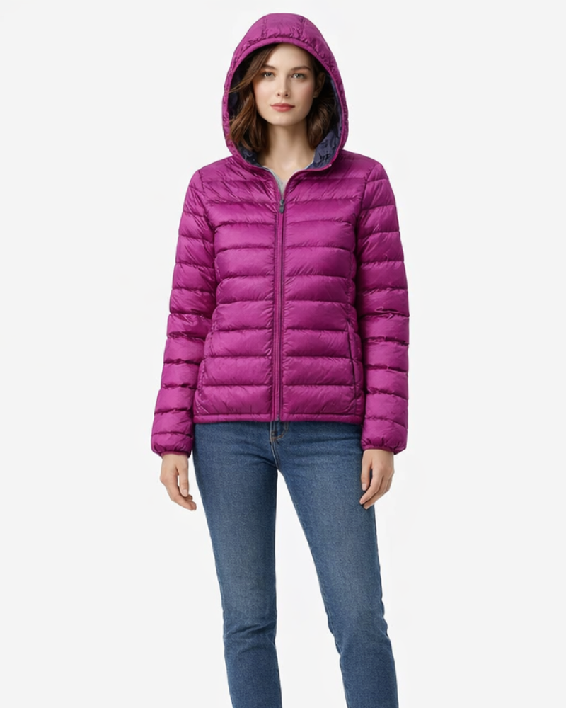 Anastasia Women's Reversible Down Jacket – Ultralight Waterproof Hooded Jacket