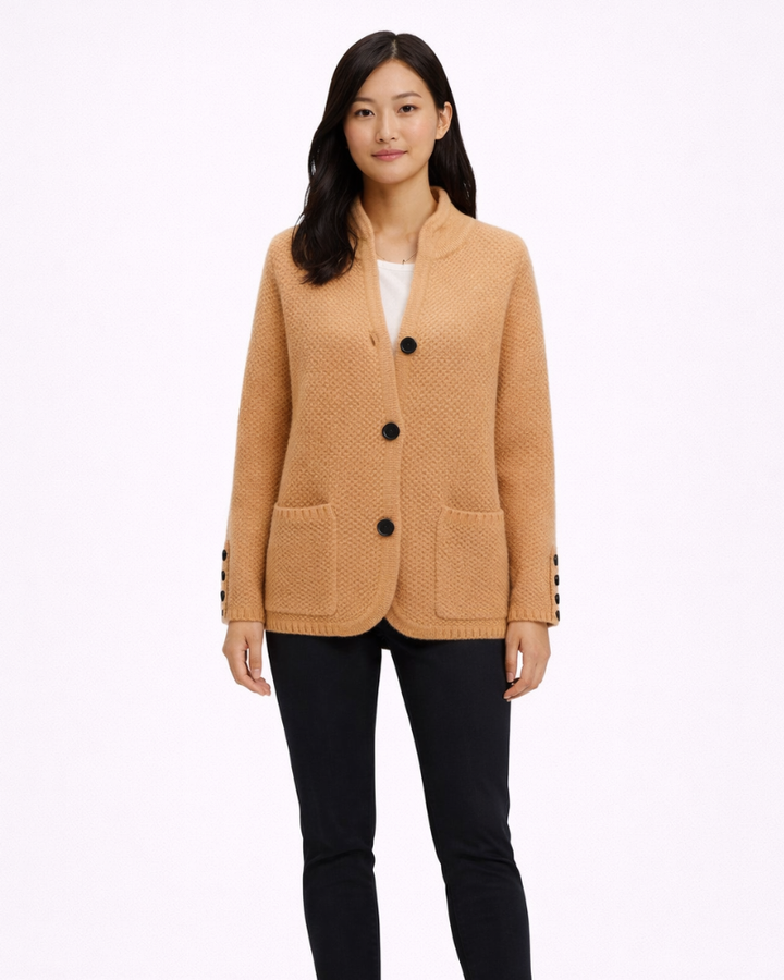 Poppy Cardigan Donna aus Wolle – Eleganter Pullover mit Knöpfen, lockere Passform