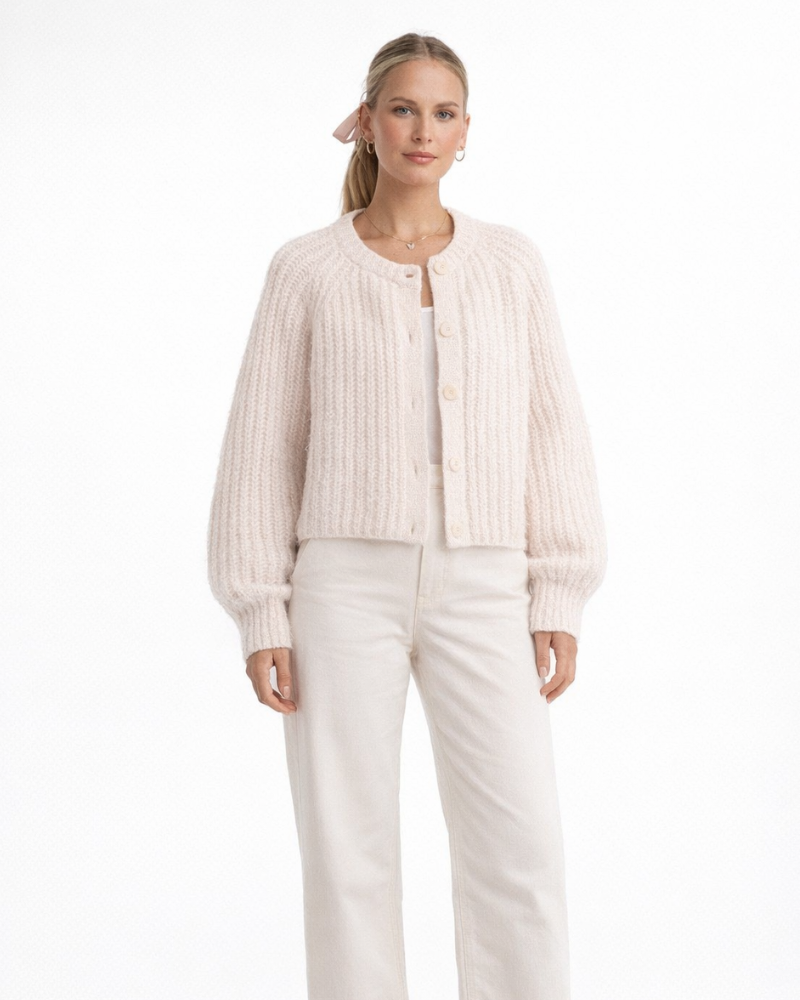 Zinnia Cardigan Donna i Strikk – Elegant Cardigan med Knapper, Myk Casual Genser