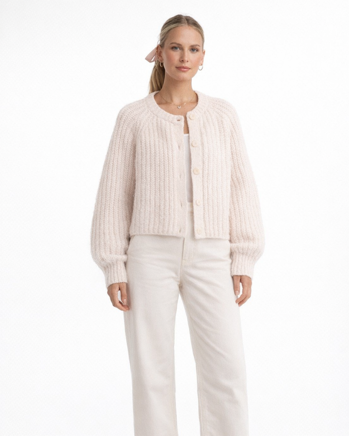 Zinnia Cardigan Donna i Strikk – Elegant Cardigan med Knapper, Myk Casual Genser