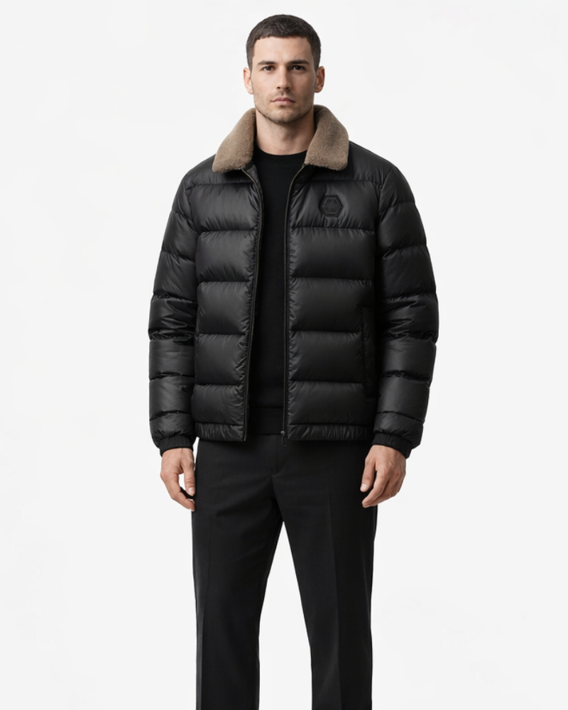 Danny Men's Quilted Winter Jacket – Warm Jacket with Fleece Collar and Hood