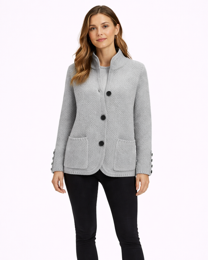 Poppy Cardigan Donna aus Wolle – Eleganter Pullover mit Knöpfen, lockere Passform