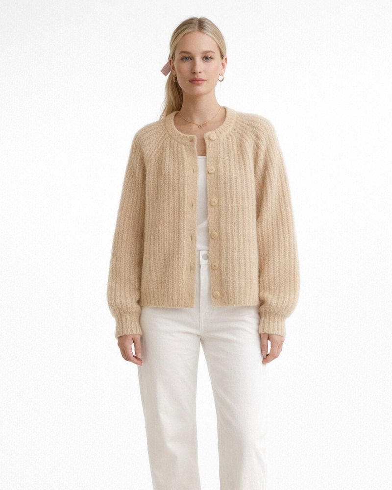 Zinnia Cardigan Donna i Strikk – Elegant Cardigan med Knapper, Myk Casual Genser