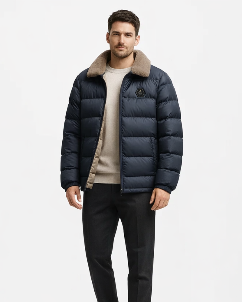 Danny Men's Quilted Winter Jacket – Warm Jacket with Fleece Collar and Hood