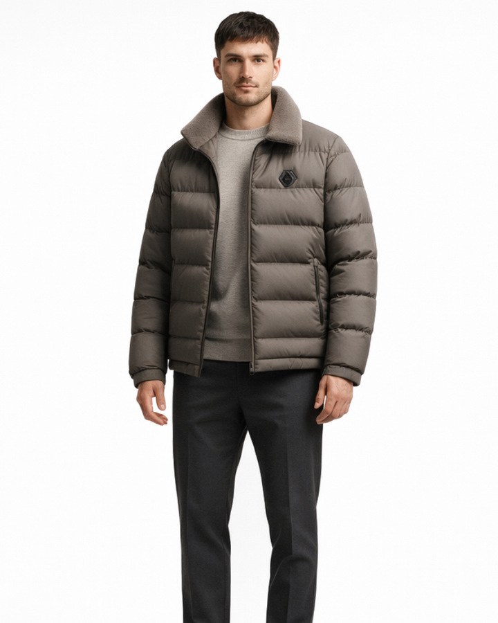 Danny Men's Quilted Winter Jacket – Warm Jacket with Fleece Collar and Hood