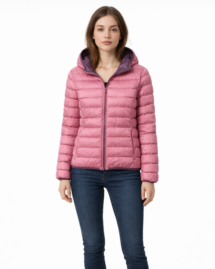 Anastasia Women's Reversible Down Jacket – Ultralight Waterproof Hooded Jacket