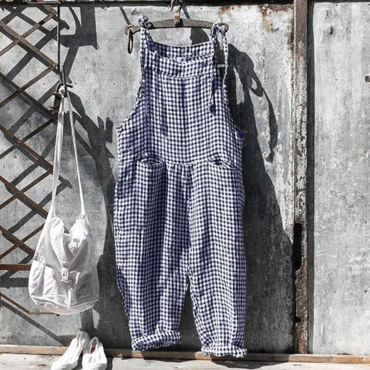 Combinaison sans manches à carreaux pour femme | Été