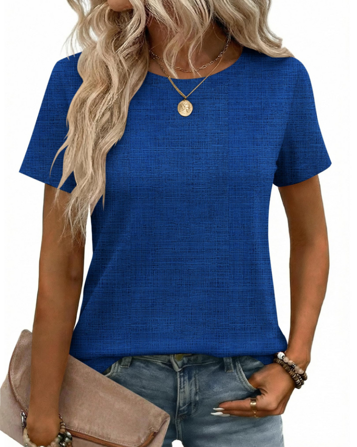 T-shirt Kalira Femme – Col Rond, Tissu Doux Extensible & Haut Basique Décontracté