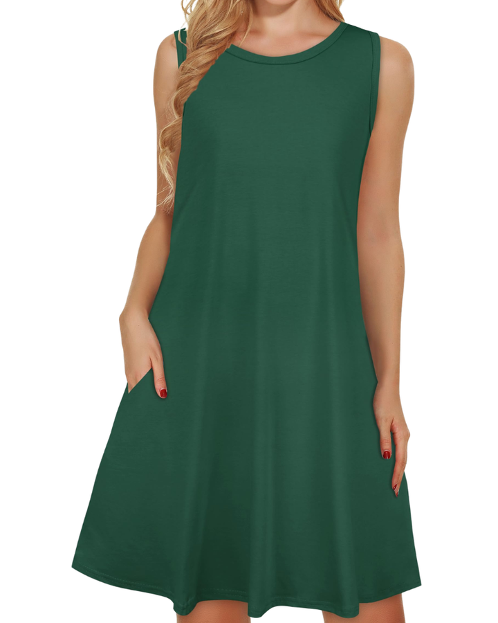 Kinsley Rochie de Vară pentru Femei – Maiou Floral, Fără Mâneci & Rochie Casual cu Buzunare