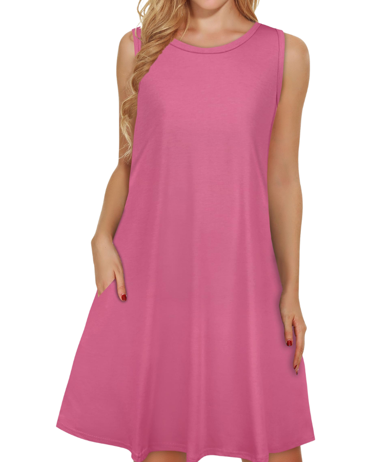 Kinsley Rochie de Vară pentru Femei – Maiou Floral, Fără Mâneci & Rochie Casual cu Buzunare