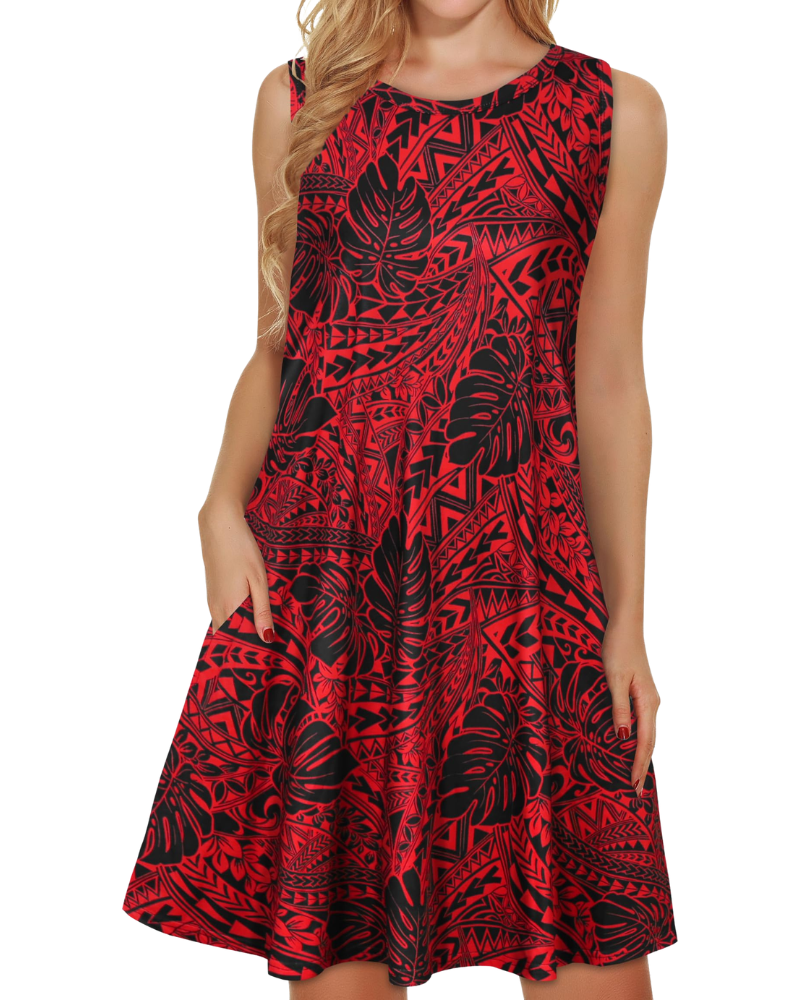 Kinsley Rochie de Vară pentru Femei – Maiou Floral, Fără Mâneci & Rochie Casual cu Buzunare