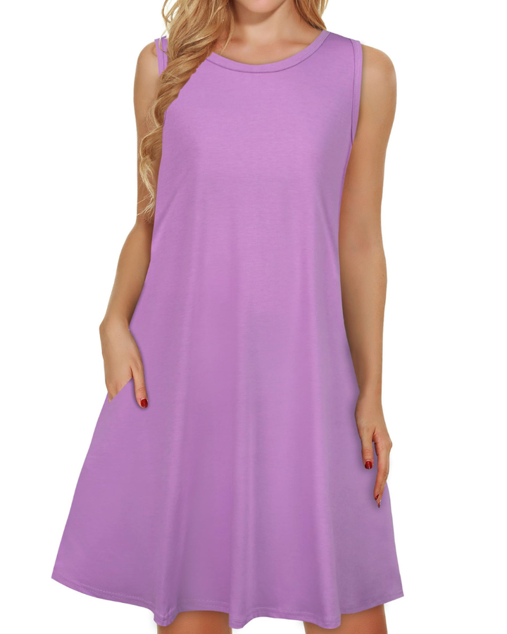 Kinsley Rochie de Vară pentru Femei – Maiou Floral, Fără Mâneci & Rochie Casual cu Buzunare