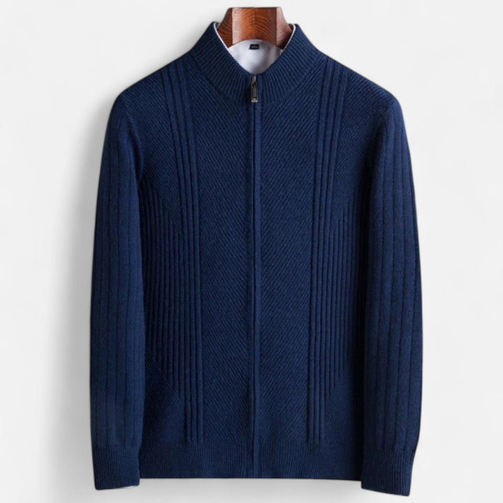 Cardigan Luca pentru bărbați cu dungi din tricot elastic – Croială slim și stil clasic