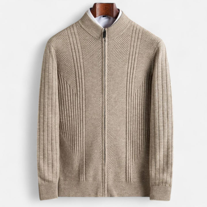 Cardigan Luca pentru bărbați cu dungi din tricot elastic – Croială slim și stil clasic