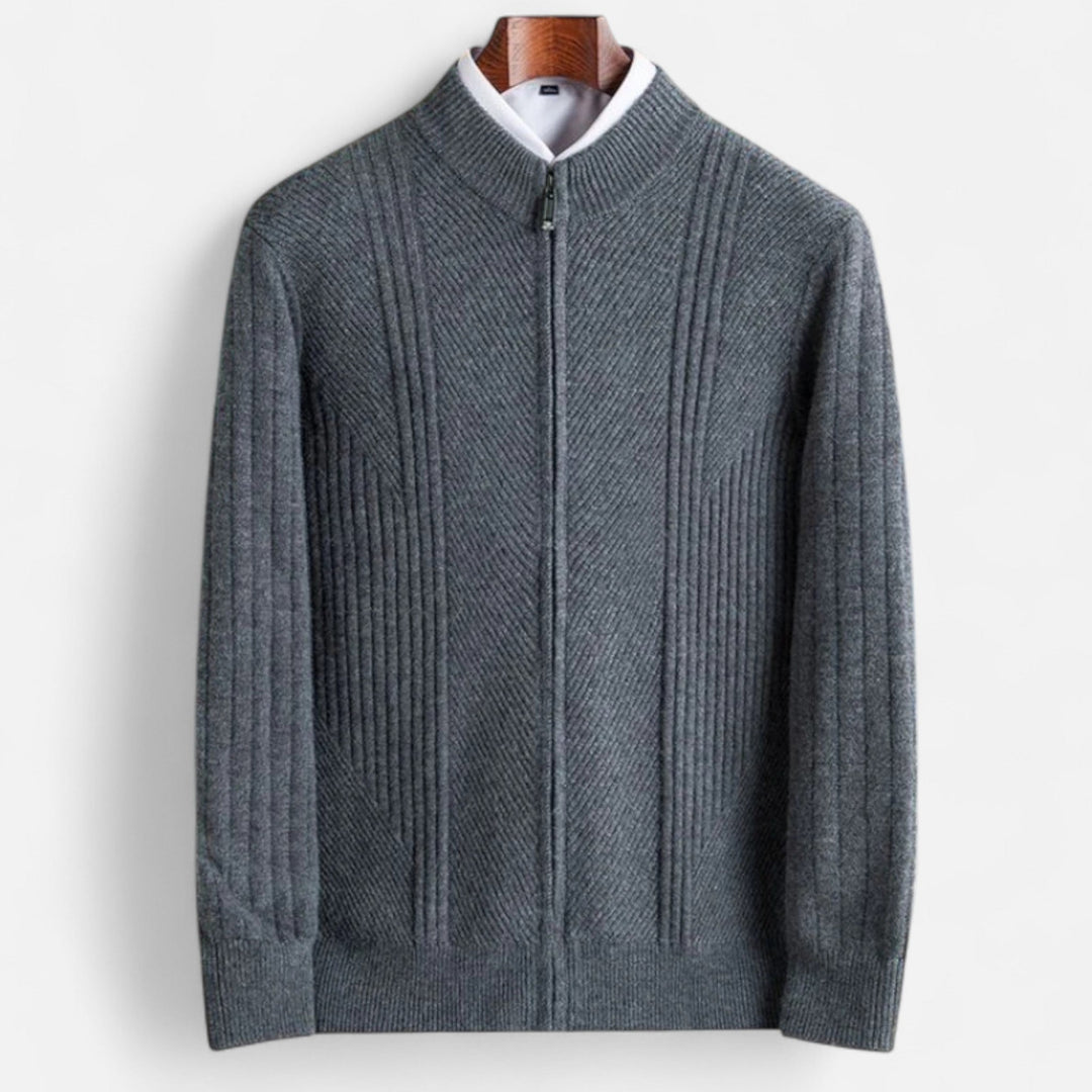 Cardigan Luca pentru bărbați cu dungi din tricot elastic – Croială slim și stil clasic