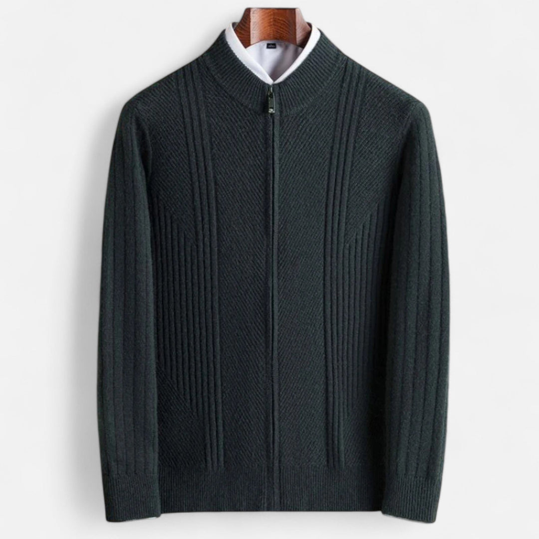 Cardigan Luca pentru bărbați cu dungi din tricot elastic – Croială slim și stil clasic