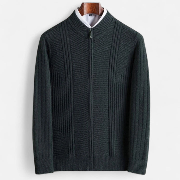 Cardigan Luca pentru bărbați cu dungi din tricot elastic – Croială slim și stil clasic