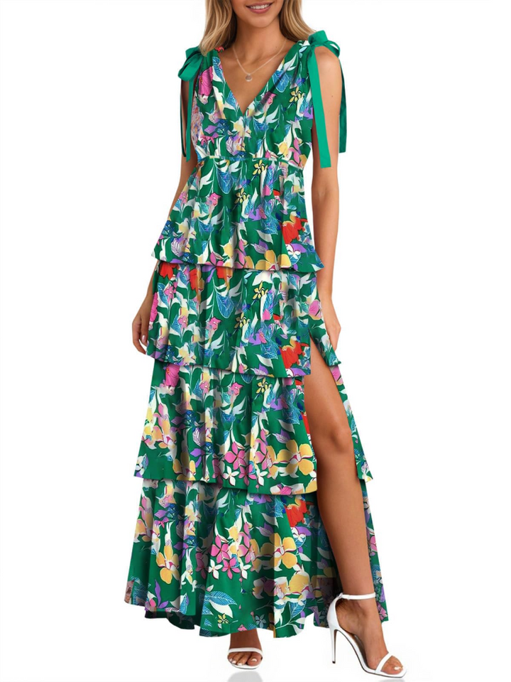 Livia Rochie Maxi Boho pentru Femei – Bretele Reglabile, Decolteu în V și Fendă Elegantă