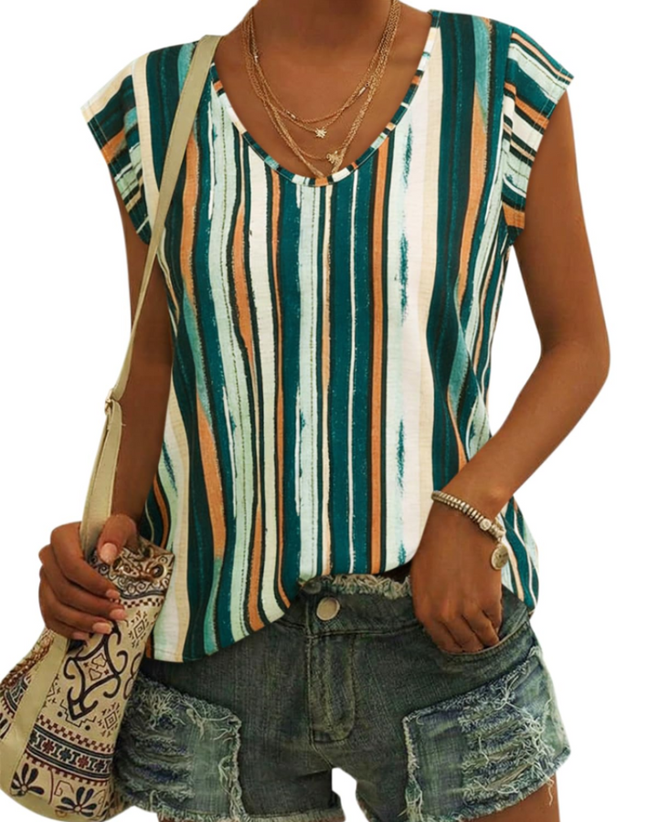 T-shirt Luma Femme – Col en V, Manches Courtes Épaule & Haut Basique Décontracté Coupe Ample