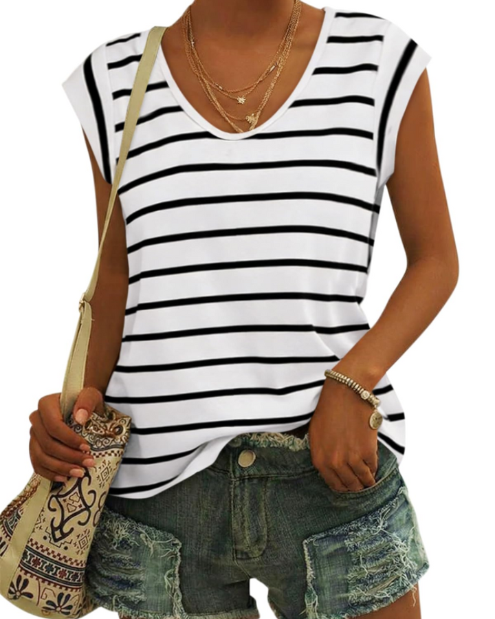 T-shirt Luma Femme – Col en V, Manches Courtes Épaule & Haut Basique Décontracté Coupe Ample