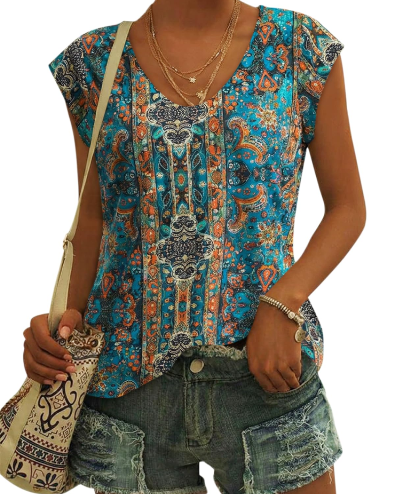 T-shirt Luma Femme – Col en V, Manches Courtes Épaule & Haut Basique Décontracté Coupe Ample