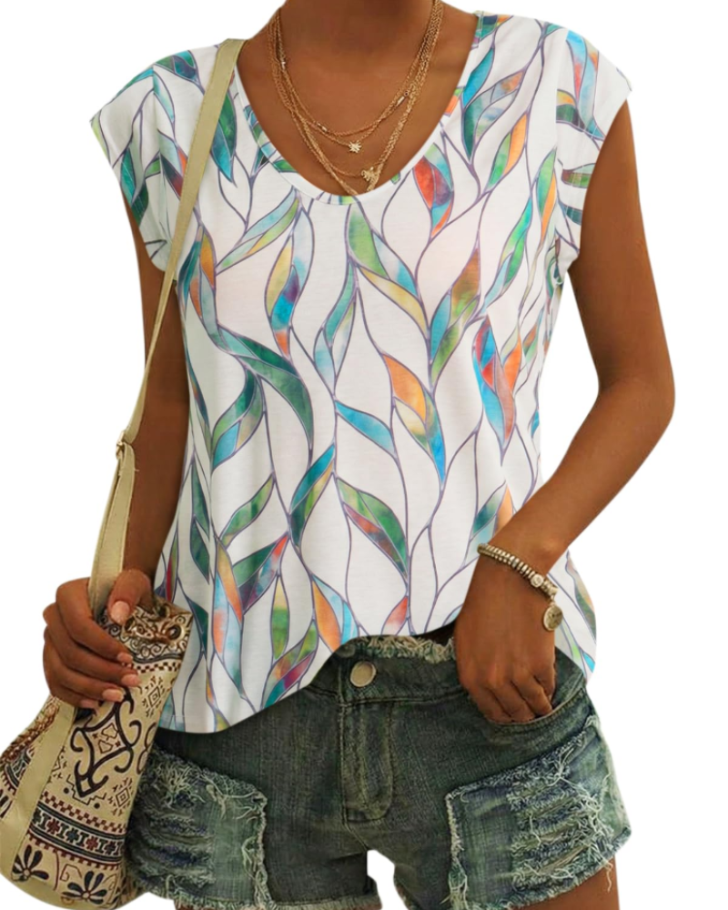 T-shirt Luma Femme – Col en V, Manches Courtes Épaule & Haut Basique Décontracté Coupe Ample