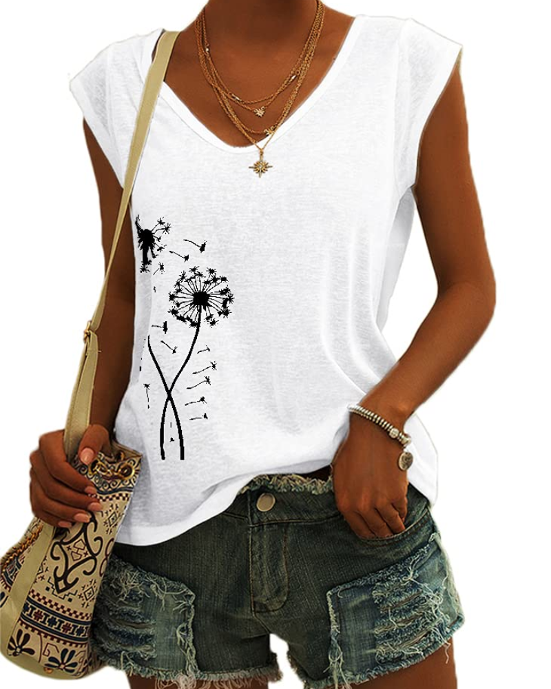 T-shirt Luma Femme – Col en V, Manches Courtes Épaule & Haut Basique Décontracté Coupe Ample