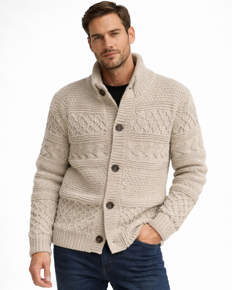 Cardigan Matthew para Hombre de Punto Grueso – Botones Frontales, Puños de Canalé, Estilo Casual