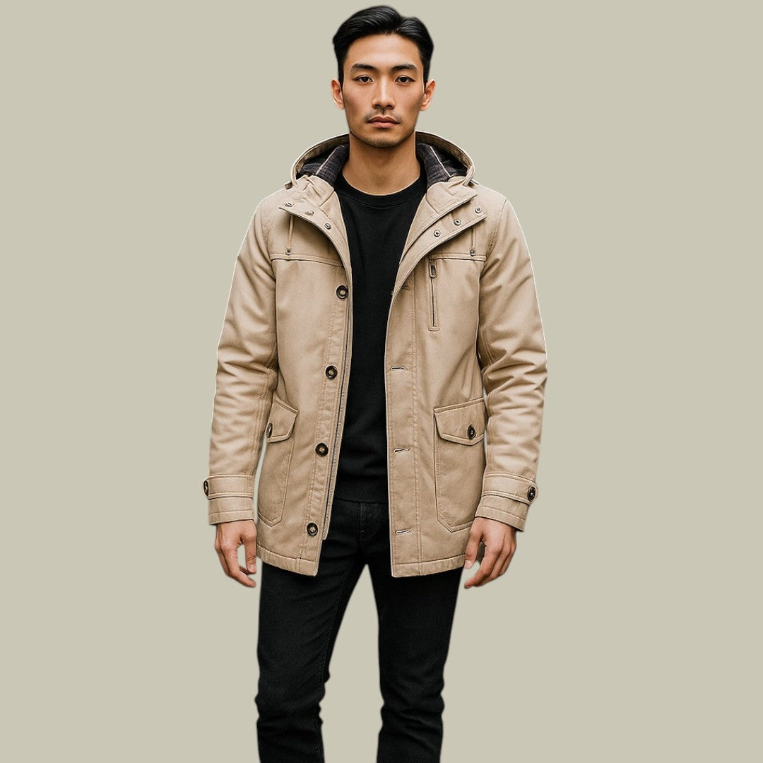 Franklin Chaqueta Invernal para Hombre con Capucha – Parka Elegante con Cierre Cortaviento