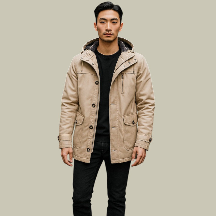 Franklin Chaqueta Invernal para Hombre con Capucha – Parka Elegante con Cierre Cortaviento