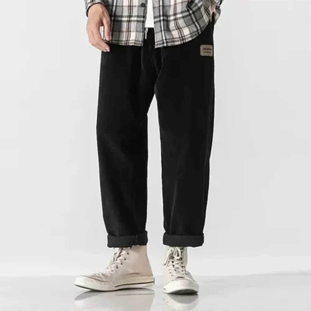 Spodnie męskie z aksamitu w prążki | Oversize