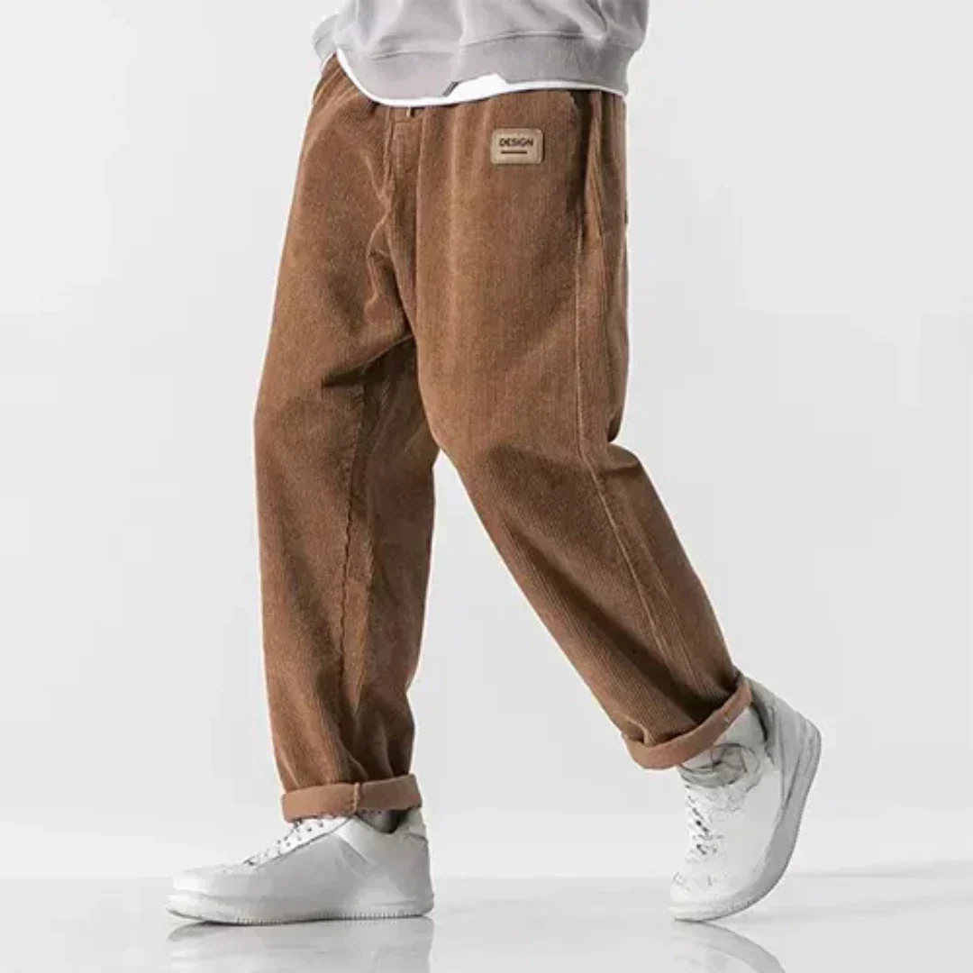 Spodnie męskie z aksamitu w prążki | Oversize