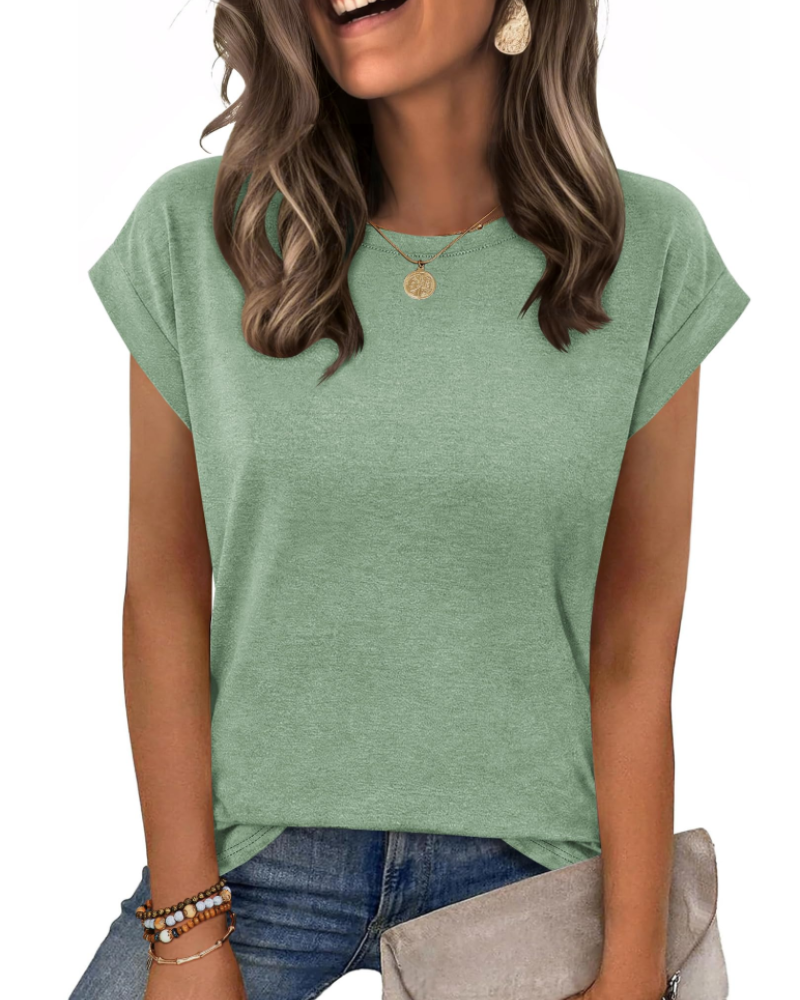 Nira Damen-T-Shirt – Rundhalsausschnitt, Cap-Sleeve-Ärmel & vielseitiges elegantes Casual-Top